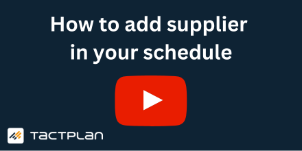 How to add supplier in Tactplan