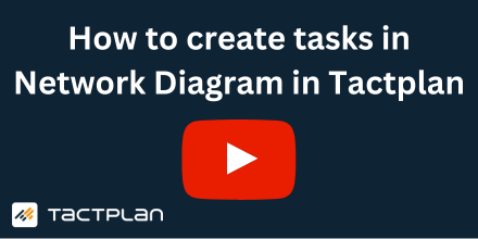 How to create tasks in Network Diagram in Tactplan